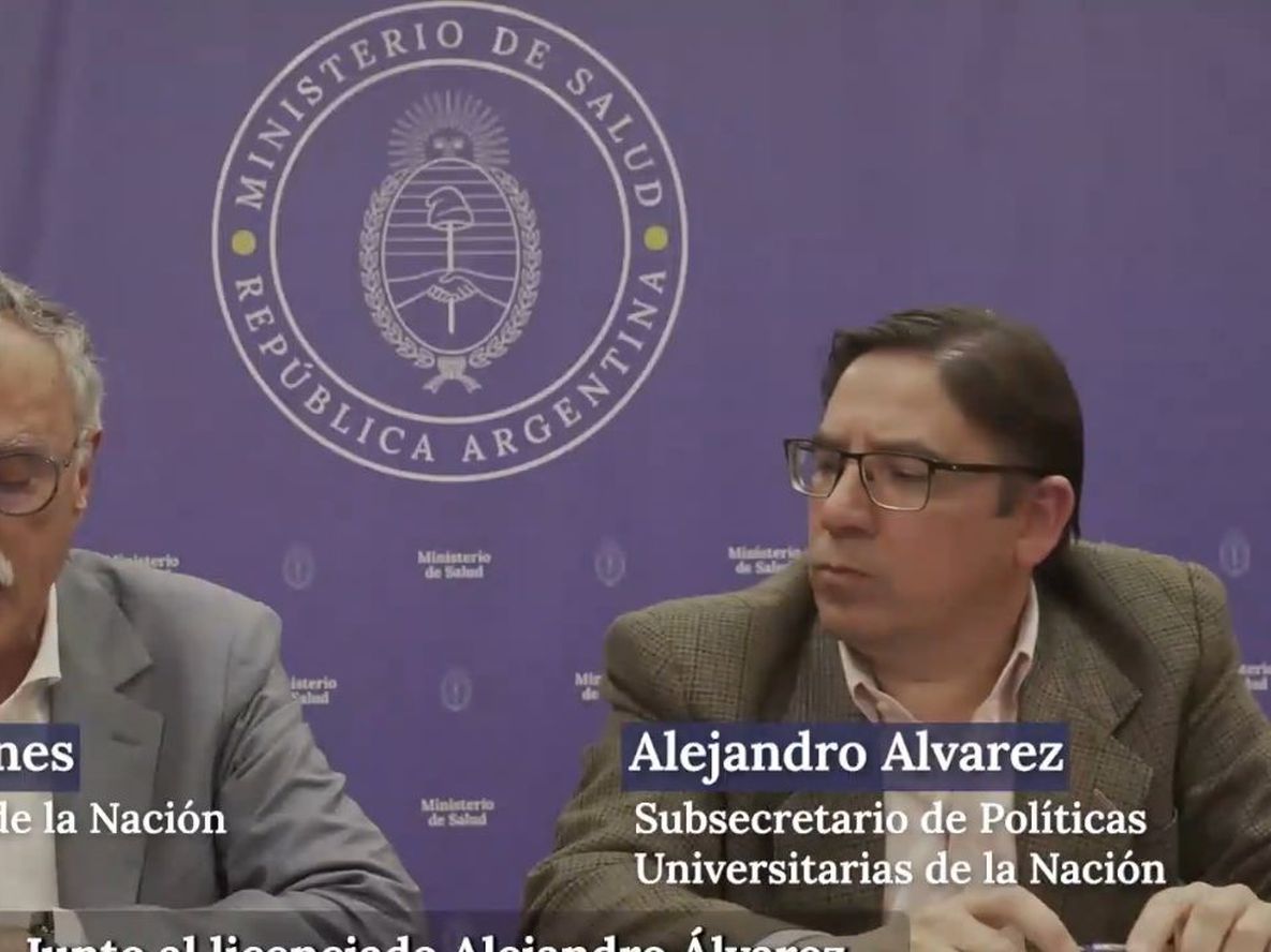 Mario Lugones, ministro de Salud, y Alejandro Álvarez, Subsecretario de Políticas Universitarias.