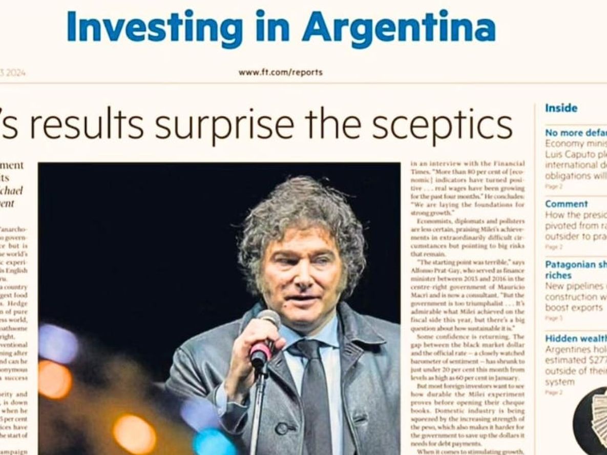 El informe del Financial Times sobre las inversiones en Argentina: los logros y los riesgos del “experimento” de Milei