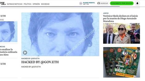 Hackearon la web de diario Perfil: publicaron el DNI de Milei y mensajes antisemitas