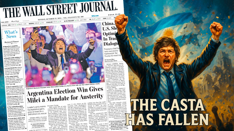 Una entrevista y mensajes en las redes: Javier Milei en el día después del triunfo de LLA.