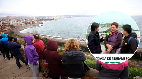 Perú: llevó a su nieto para que conozca un tsunami por primera vez.