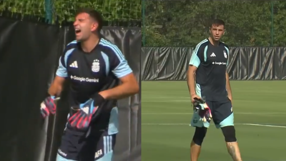 Fuertes muestras de dolor de Dibu Martínez en la práctica de la Selección Argentina