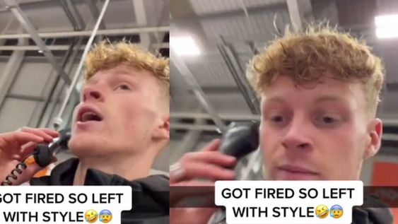 Me despidieron asi que me fui con estilo escribió el joven  en su video de Tiktok. Foto: captura @thebaldwelshy / Tiktok