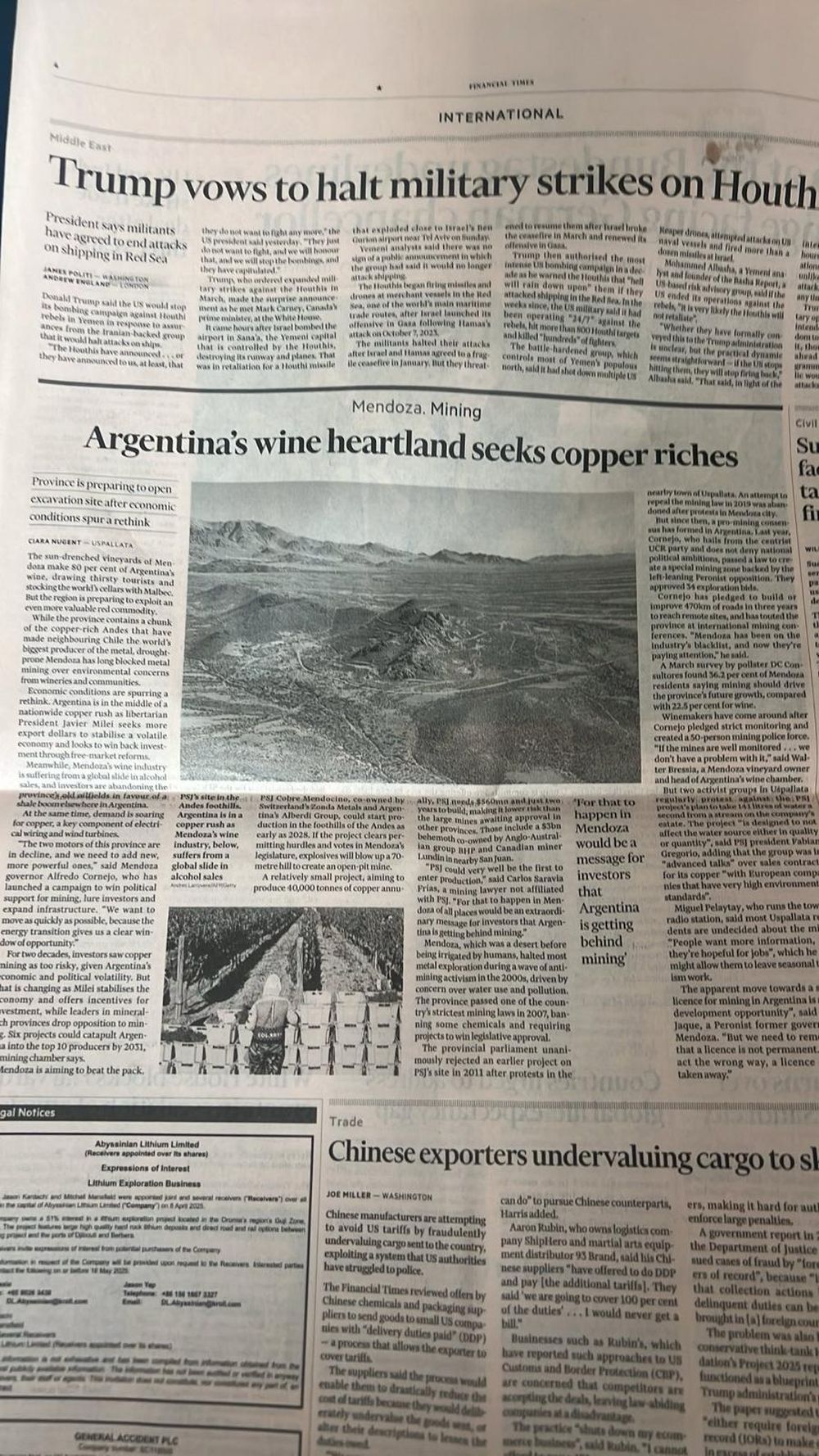 Mendoza en el Financial Times:
