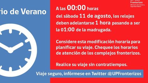 Atención viajeros: el sábado cambia la hora en Chile
