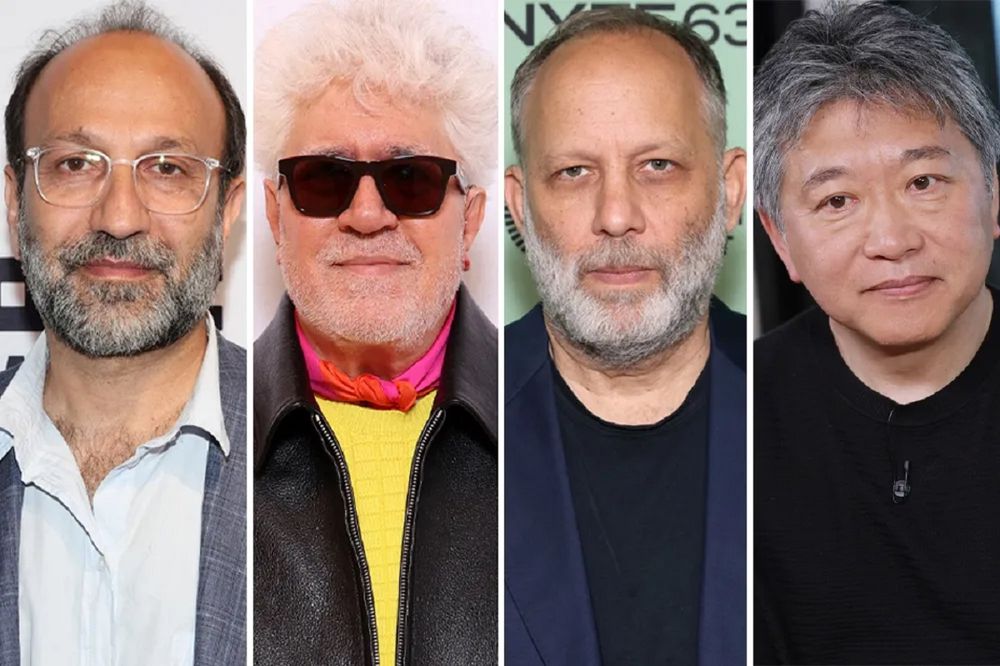 Directores en Cannes 2026: el iraní Asghar Farhadi, el español Pedro Almodóvar, el estadounidense Ira Sachs y el surcoreano Park Chan-wook