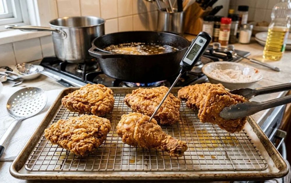 Controlar el calor, dejar escapar la humedad y realizar una segunda fritura breve permite conseguir una cobertura más firme.