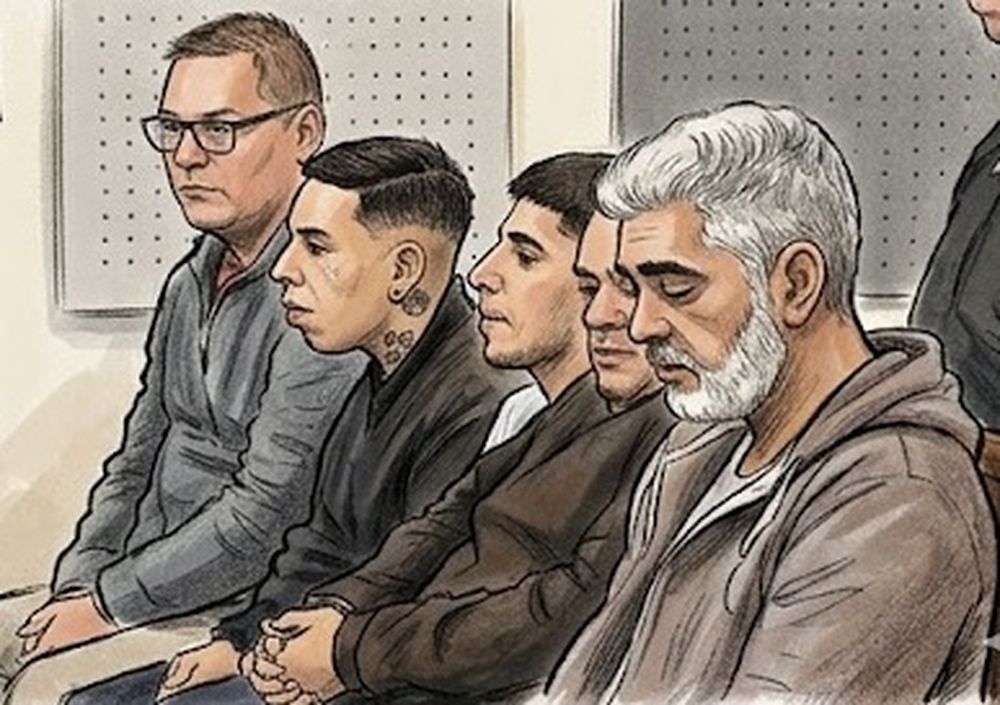 Los imputados por el homicidio de Matías “Oso” Miralles. Gentileza Poder Judicial + IA.&nbsp;