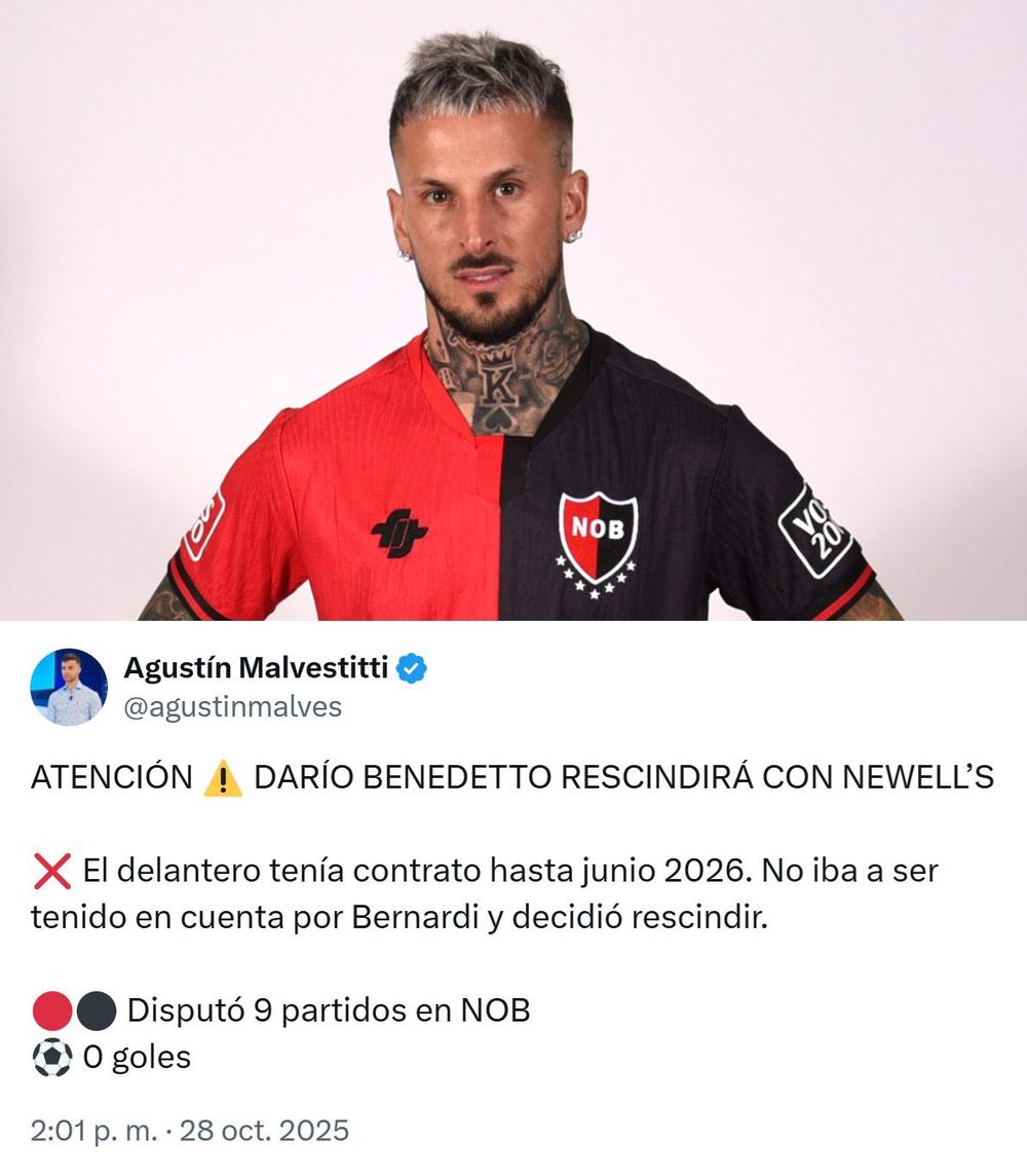 Dar&iacute;o Benedetto termin&oacute; su etapa en Newell's.&nbsp;
