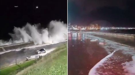 Fuerte crecida del mar en Mar del Plata: olas de hasta dos metros provocaron destrozos en la zona costera.