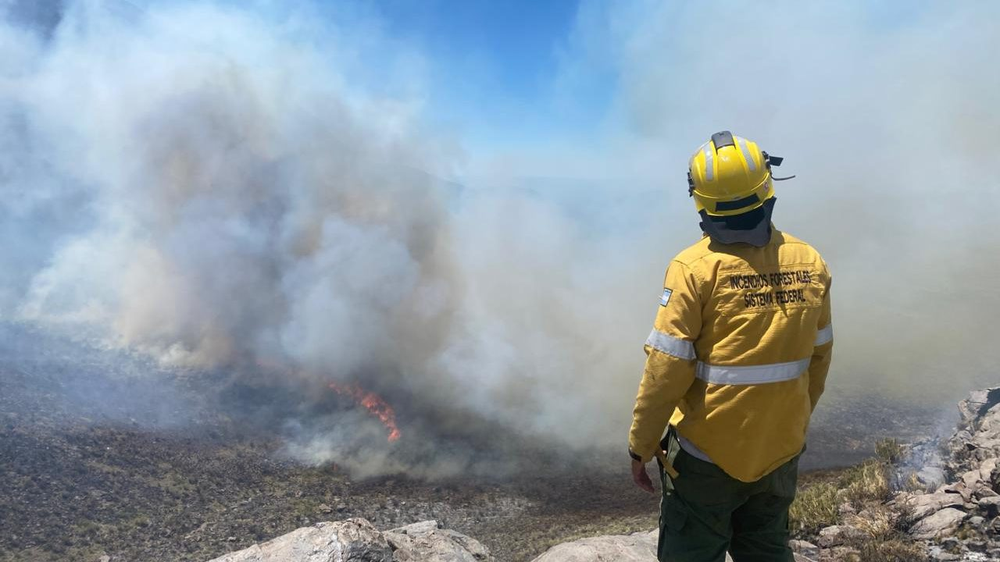 Lograron contener el incendio en la zona de Cerro Nevado, Monte Comán