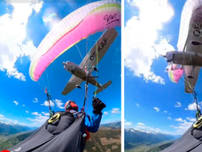 Una mujer sobrevivió tras ser chocada por una avioneta mientras volaba en parapente.