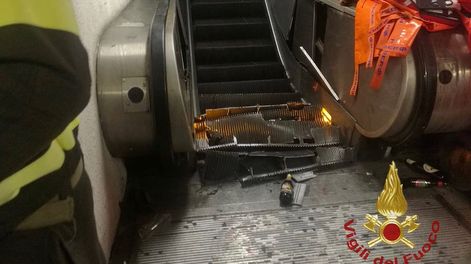 Video: pánico en Roma por una escalera mecánica fuera de control que dejó 20 heridos
