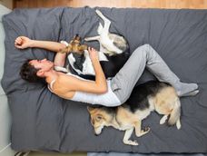 Algunas personas comparten su lugar de descanso con las mascotas como punto de apoyo.