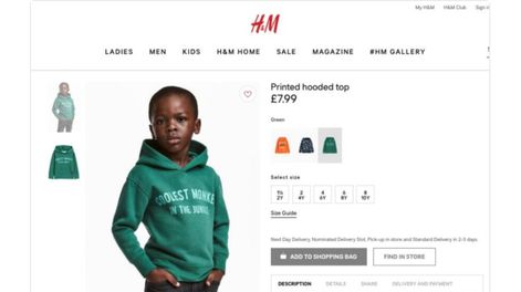 Destrozaron varias tiendas H&M por un nene negro que modeló con un buzo que dice mono