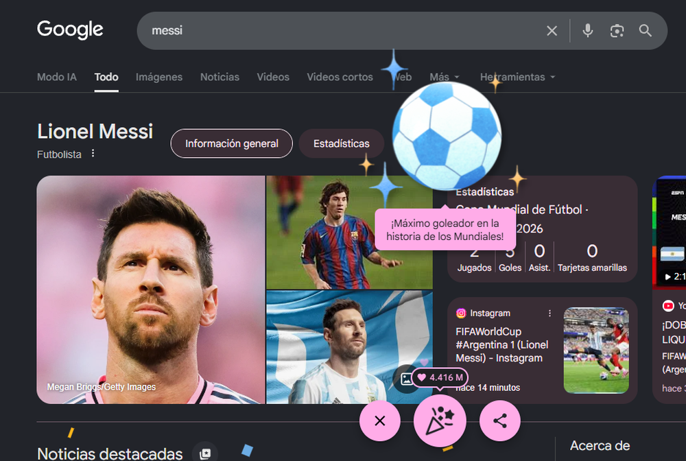 El homenaje de Google para Lionel Messi tras convertirse en el máximo goleador en Mundiales
