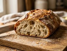 Pan ciabatta casero sin amasado. Probá esta receta y lográ un rico pan para acompañar tu café en el desayuno o merienda.&nbsp;