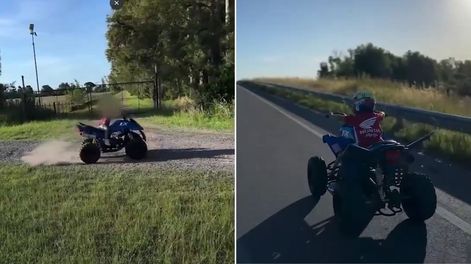 Grabó a su hijo de 5 años manejando un cuatriciclo en plena ruta, lo compartió y quedará inhabilitado para conducir