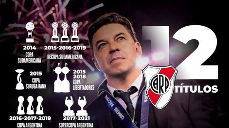 Marcelo Gallardo ganó 12 títulos como entrenador de River Plate. / Gentileza.