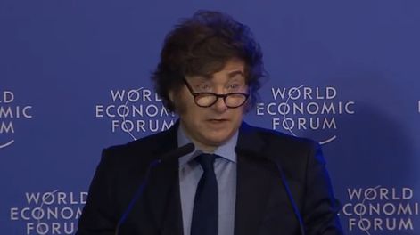 Los Andes | El presidente Javier Milei en el World Economic Forum, realizado en el Palacio Libertad (Captura de video)