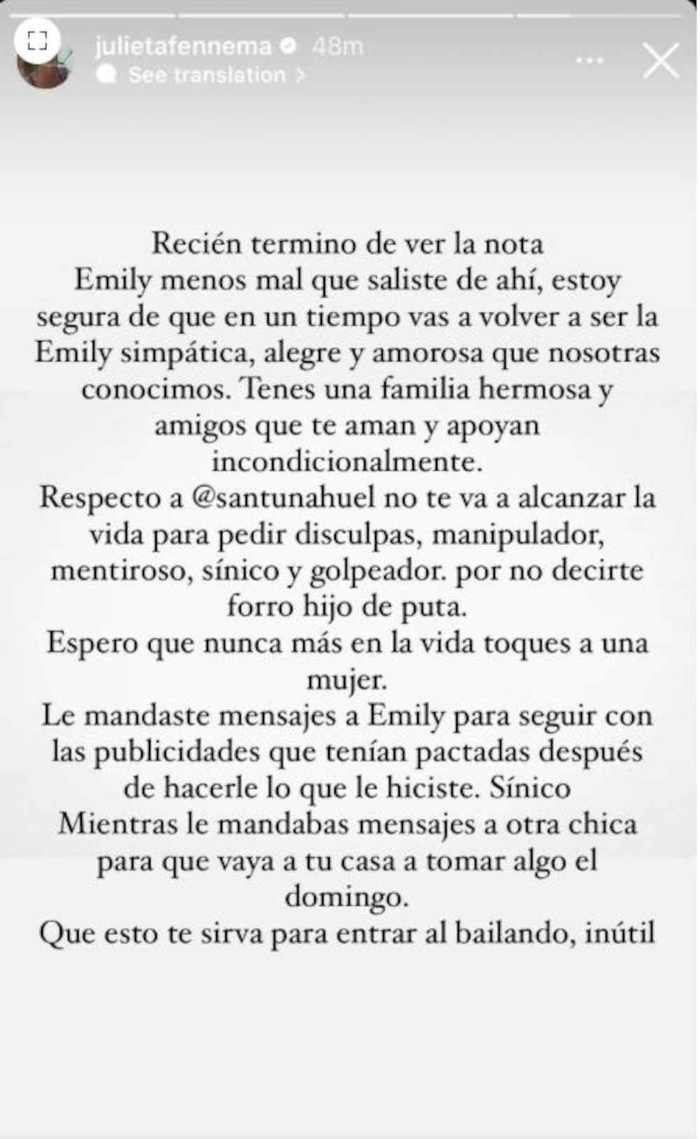 El apoyo de las ex compa&ntilde;eras de reality de Emily.