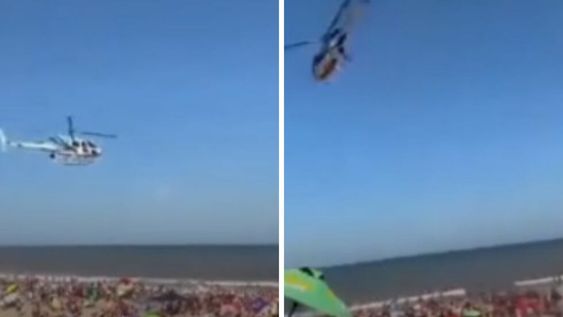 Un helicóptero de la Policía de Buenos Aires sobrevoló a baja altura una playa de Villa Gesell y asustó a los veraneantes.