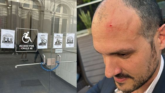 Los legisladores y junto al subsecretario de Políticas Universitarias, Alejandro Álvarez, se dirigían a dar una charla en esa institución pero no los dejaron entrar - X