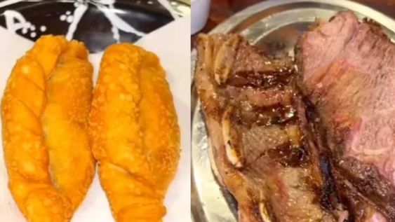 La chica mostró todos los platos que vienen en el menú de la parrilla libre y el precio total que pagó. Gentileza Tiktok @amantesdelmorfi.