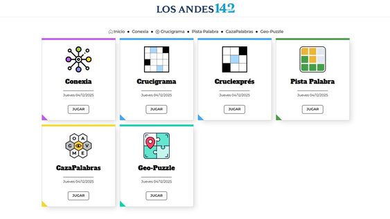 Así es la nueva Zona de Juegos disponible de forma gratuita en la web de Los Andes.