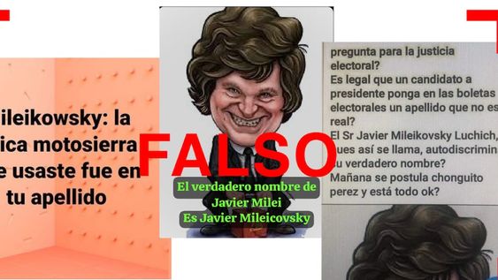Es falso que Javier Milei se apellida en realidad “Mileikowsky”. Foto: Reverso Es falso que Javier Milei se apellida en realidad “Mileikowsky”. Foto: Reverso