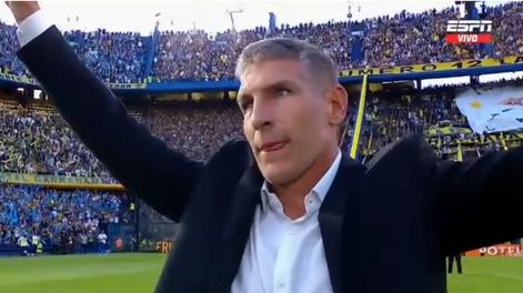 Homenaje a Martín Palermo en la Bombonera. Foto Captura: ESPN