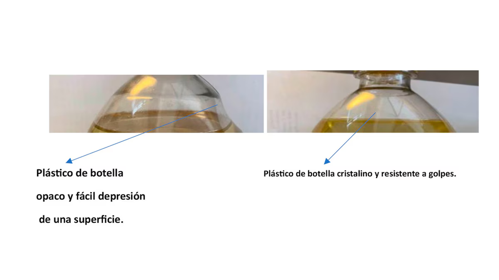 La botella original es cristalina y resistente a los golpes.