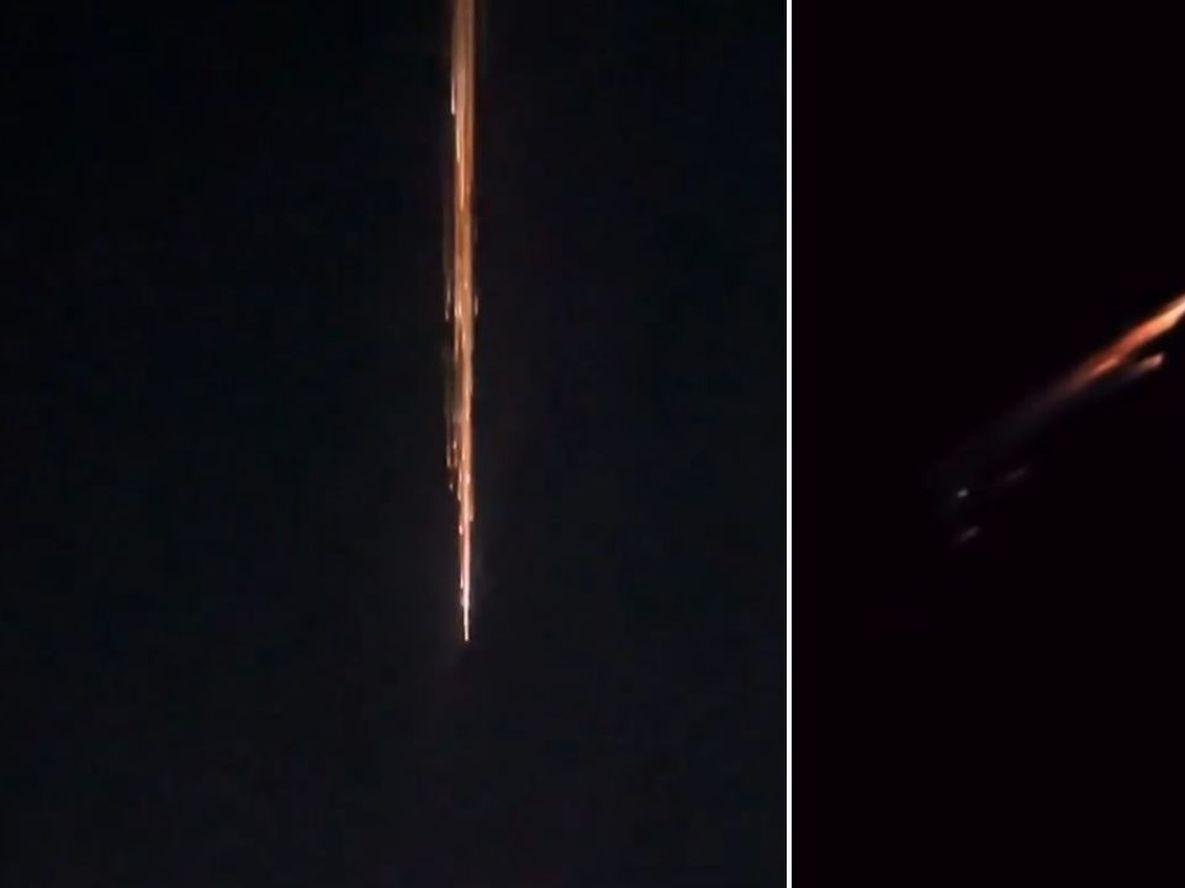 Los videos del espectáculo artificial en cielo rionegrino: se desintegró un cohete al reingresar a la atmósfera.