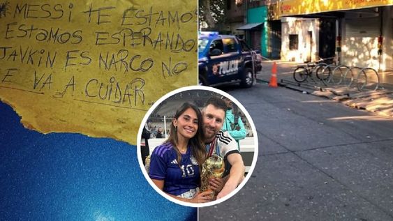 En marzo de este año balearon el supermercado de la familia de Antonela Roccuzzo en Rosario y los delincuentes dejaron una amenaza para Lionel Messi. Foto: Gentileza