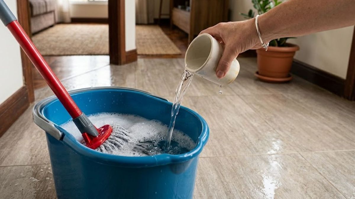 Solo un chorrito de 2 ingredientes logran mantener el piso de porcelanato brillante por horas