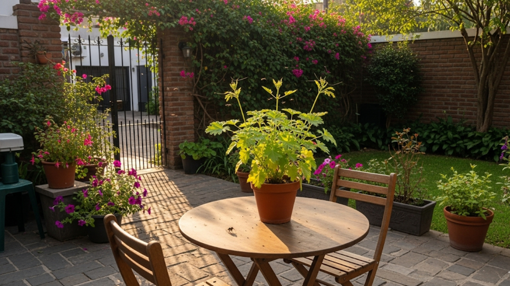 En el jardín, la jardinería revela plantas mágicas que perfuman y protegen.