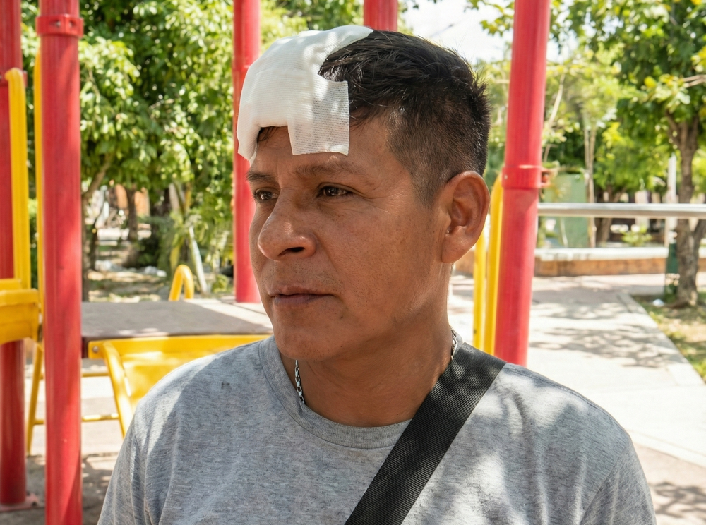 Uno de los pasajeros del micro del tour de compras asaltado en Santiago de Chile recibió fue golpeado en la cabeza por los delincuentes.