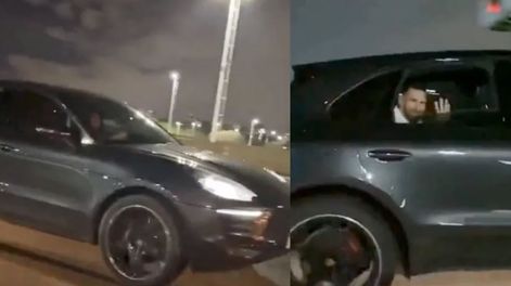 Lionel Messi saludó a una familia en plena ruta. / web