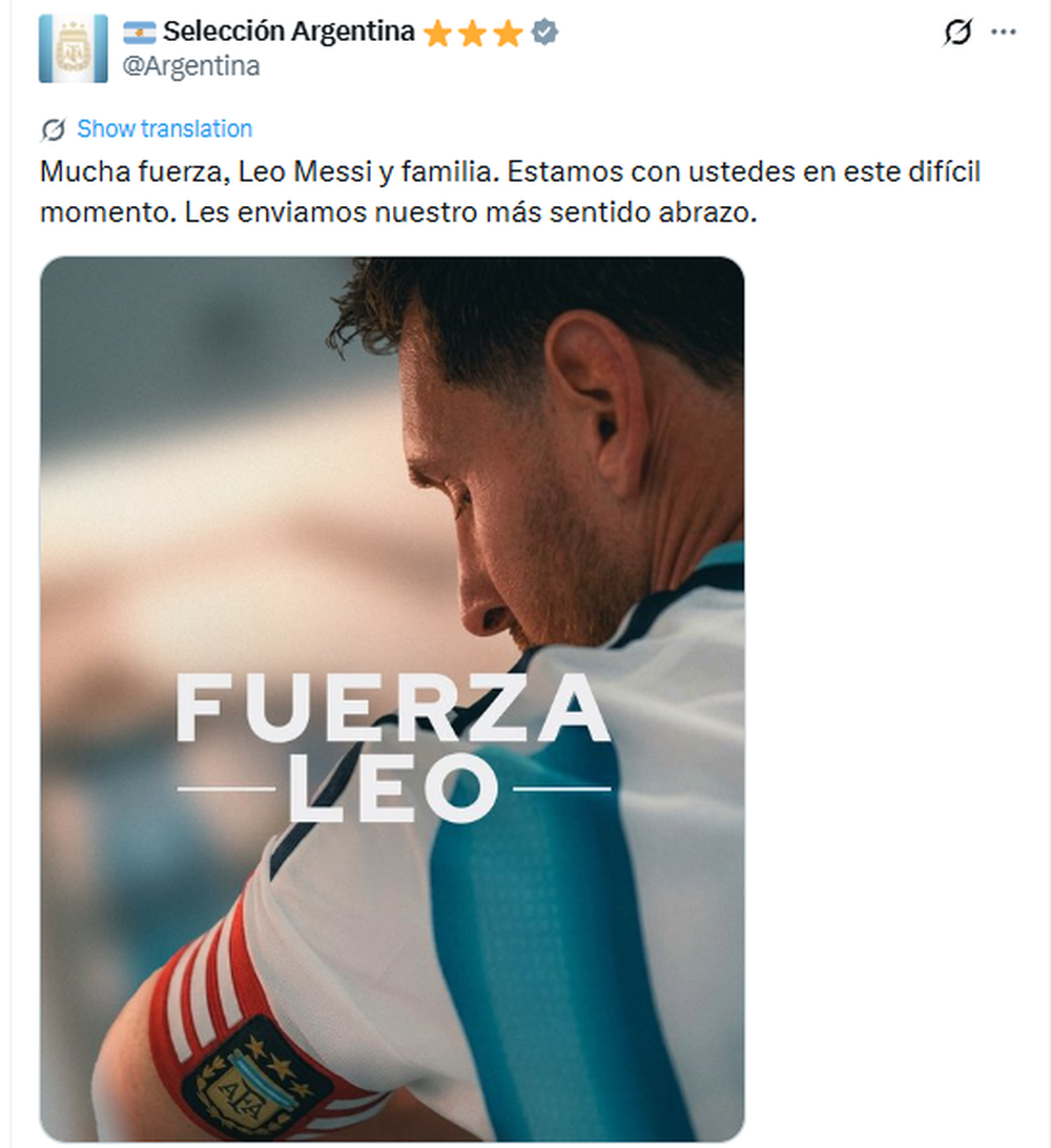 El mensaje de la Selección argentina tras el fallecimiento de Jorge Messi.