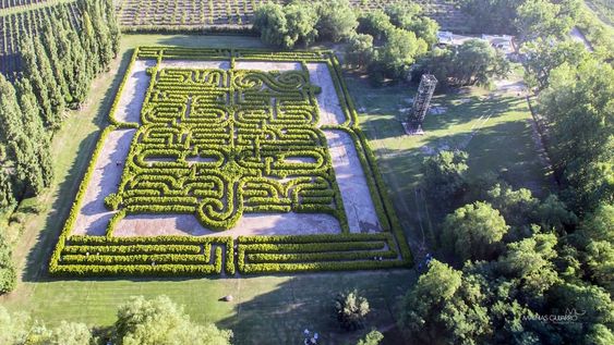 En la finca Los Álamos, de San Rafael, Mendoza, que perteneció a la escritora Susana Bombal, podemos visitar un excepcional laberinto con forma de libro hecho en homenaje a su gran amigo Jorge Luis Borges.
