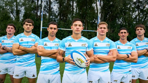 Los Pumas 7S con su nueva camiseta que usarán en el Torneo Seven de Hong Kong