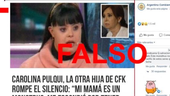 Es falso que CFK tiene una “hija escondida” con síndrome de Down Es falso que CFK tiene una “hija escondida” con síndrome de Down