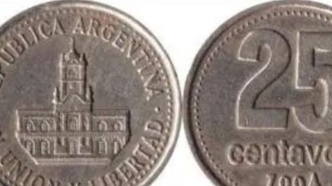 La moneda de 25 centavos que se vende a más de $10.000. Foto: web.