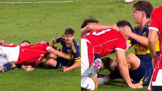 Insólita pelea entre jugadores de Boca e Independiente de Avellaneda