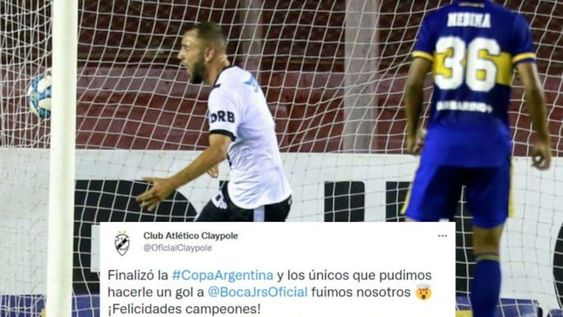 Fantástica la ocurrencia del CM de Claypole tras la consagración de Boca. / Gentileza.