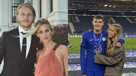 Simon Kjaer y Andreas Christensen con sus respectivas parejas.