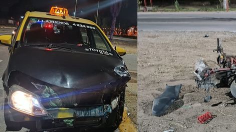 Accidente entre un taxi y una moto en Las Heras. Gentileza / ministerio de Seguridad