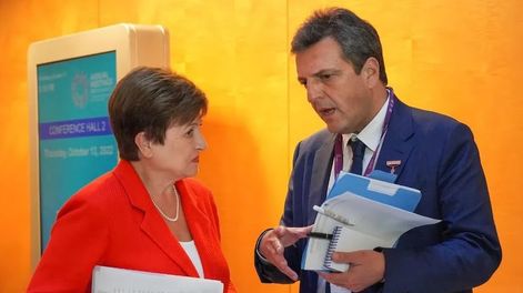 El ministro de Economía, Sergio Massa, junto a Kristalina Georgieva del FMI. (Ministerio de Economía)