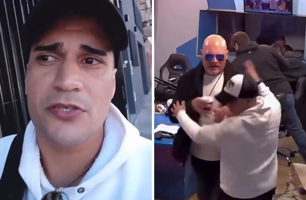 Alfa maltrató y golpeó al “Negro Onty” en vivo. Captura del video.