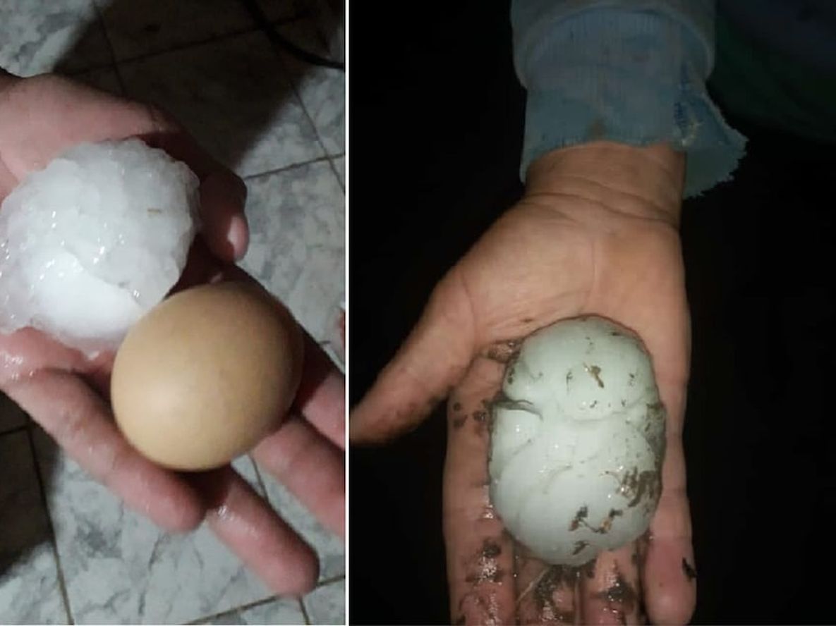 Tormenta de granizo en San Martín, Rivadavia y Junín (Facebook)